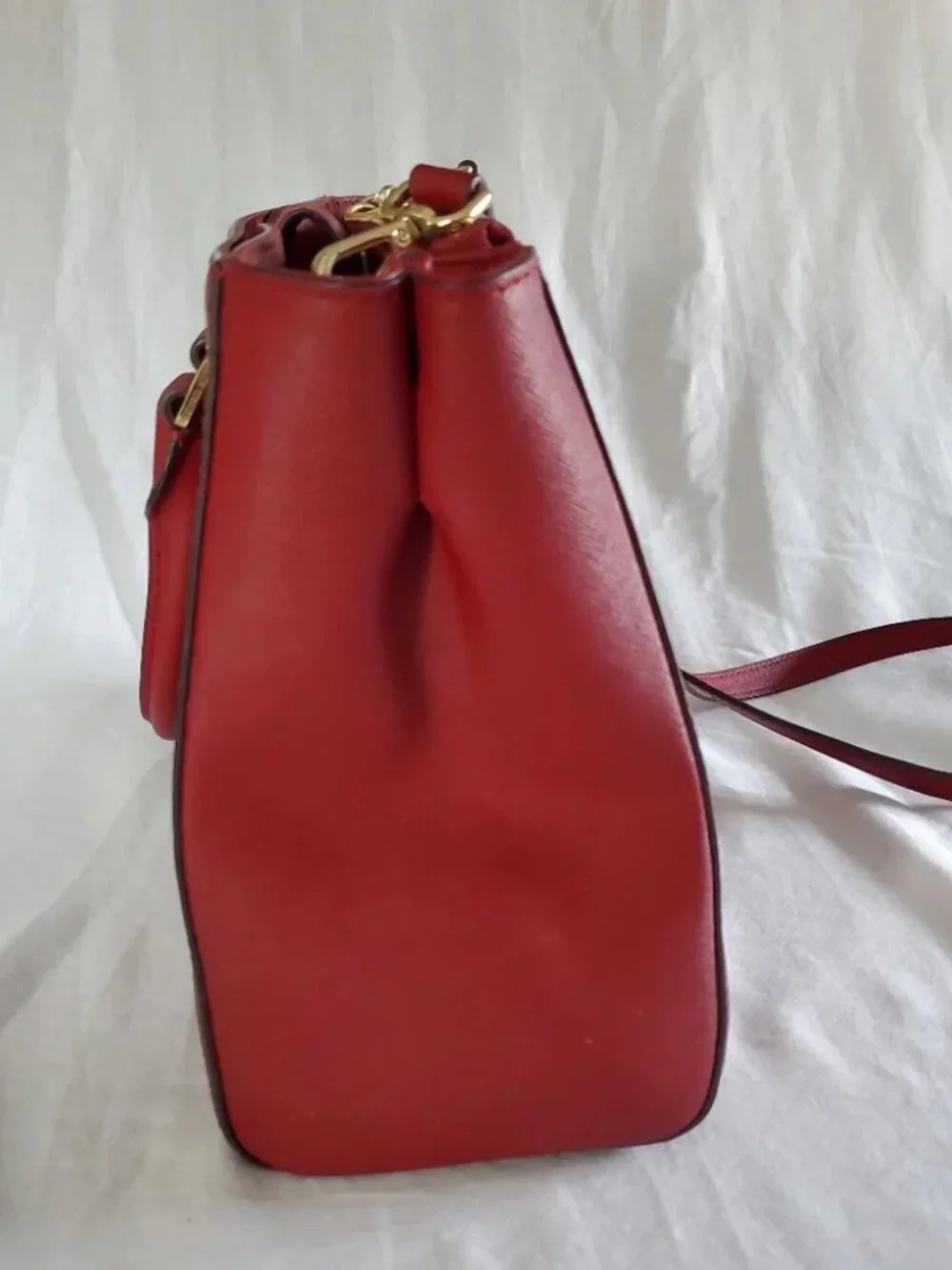 Michael Kors red saffiano leather top handle crossbody